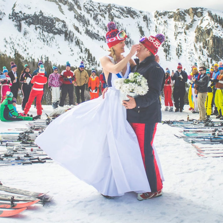 Weeding on top of a snowy mountain slope